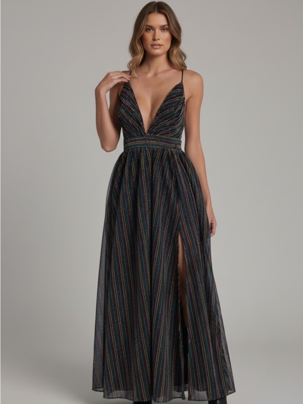 Luxxel Vibrant Striped Backless Dress